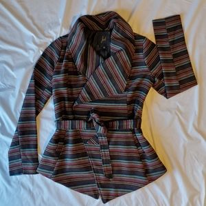 Jack NWOT woven multicolor stripe wrap jacket